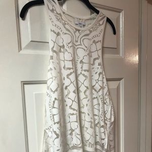 Bar III burn out white tank top